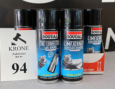 12 stk soudal spay 6 stk lim fjerner og 6 stk etiket fjerner a 400ml ubrugt