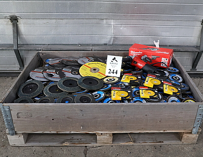 Ca 400 stk flabskiver let brugt ubrugt milwaukee vinkelsliber 5 stk diamantskiver palle og ramme maa medtages